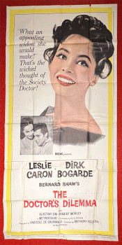 DOCTOR'S DILEMMA, THE (1958) 13574 Movie Poster  Leslie Caron  Dirk Bogarde  Anthony Asquith Original U.S. Three Sheet Poster  (41x81)  Fine Condition  Folded
