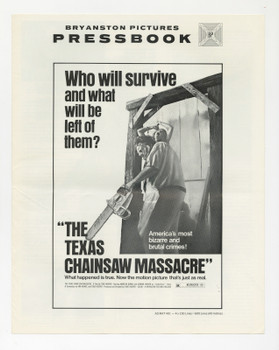 TEXAS CHAINSAW MASSACRE, THE (1974) 5949  Original Bryanston Pictures Pressbook  Tobe Hooper Original U.S. Pressbook   Very Fine Plus Condition   Never Folded