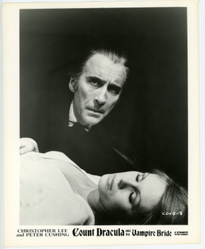 COUNT DRACULA AND HIS VAMPIRE BRIDE (1973) 31946  Gelatin Silver Prints  Eight photographs  Christopher Lee  Peter Cushing  Michael Coles  Joanna Lumley  Alan Gibson Original U.S. 8x10 Gelatin Silver Prints  Very Fine