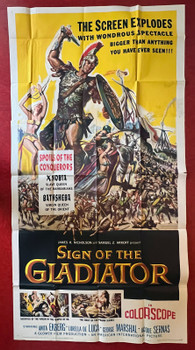 SIGN OF THE GLADIATOR (1959) 9732 Movie Poster  George Marshall  Anita Ekbert  Jacques Sernas  Vittorio Musy Glori Original U.S. Three-Sheet Poster (41x81)  Folded  Very Good Plus Condition