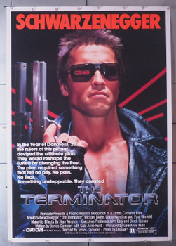 TERMINATOR, THE (1984) 29762 Movie Poster   Arnold Schwarzenegger  Linda Hamilton   James Cameron Linen-backed U.S. One-Sheet Poster  (27x41) Very Fine  Design by David Alexander