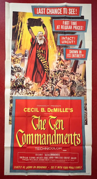 TEN COMMANDMENTS, THE (1956) 13773 Movie Poster  (41x81) Original Three-Sheet Poster (41x81) Re-release of 1960.  Charlton Heston  Cecil B. DeMille