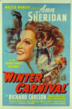 WINTER CARNIVAL (1939) 1908  Movie Poster  Ann Sheridan  Richard Carlson  Robert Armstrong  Joan Leslie  Charles Reisner Original United Artists One Sheet Poster (27x41). Fine plus condition.