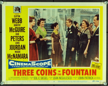 THREE COINS IN THE FOUNTAIN (1954) 2558 Movie Poster  Lobby Card  Louis Jourdan  Dorothy McGuire  Jean Peters  Clifton Webb  Jean Negulesco