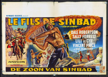 SON OF SINBAD (1955) 5846 Original Belgian Poster (14x22).  Folded but stored rolled for many years.  Belgian Censor stamp on poster.  Fine condition.