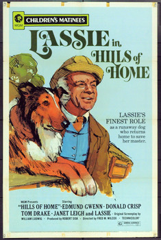 HILLS OF HOME (1948) 11940  Movie Poster (27x41) Re-release of 1972   Edmund Gwenn  Donald Crisp  Lassie   Fred M. Wilcox Original MGM 1972 Re-Release One Sheet Poster (27x41). Folded. Fair Condition