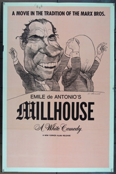 MILLHOUSE (1971) 13828 Original New Yorker Films One Sheet Poster (27x41).  David Levine Caricature.  Folded.  Very Fine.