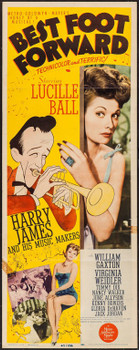 BEST FOOT FORWARD (1943) 22208 Original MGM Insert Poster (14x36). Folded. Art of Harry James by Al Hirschfeld.  Fine Condition.