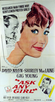 ASK ANY GIRL (1959) 4507  Shirley Mac Laine Original Movie Poster   U.S. Three Sheet Original MGM Three Sheet Poster (41x81). Unused. Folded. Very fine condition.