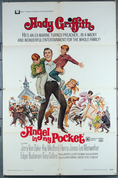ANGEL IN MY POCKET (1969) 4989 Movie Poster (27x41)  Andy Griffith  Jerry Van Dyke  Kay Medford  Parker Fennelly  Alan Rafkin Original Universal Pictures One Sheet Poster (27x41).  Folded.  Fine Plus condition.