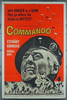 COMMANDO (1962) 11293 Movie Poster  Stewart Granger  Dorian Grey  Frank Wisbar Original American International Pictures One Sheet Poster (27x40.75). Folded. Fine condition.