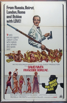 WHERE THE SPIES ARE (1965) 3574 Movie Poster Original U.S. One-Sheet Poster (27x41) Folded  Average Used Condition