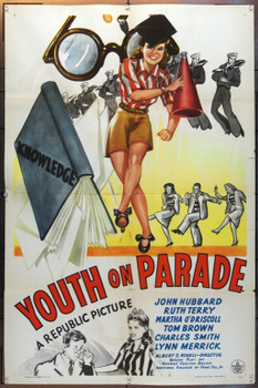 YOUTH ON PARADE (1942) 5284  Movie Poster (27x41)  Martha O'Driscoll  Yvonne De Carlo  John Hubbard Original Republic Pictures One Sheet Poster (27x41).   Folded.   Very Good Plus