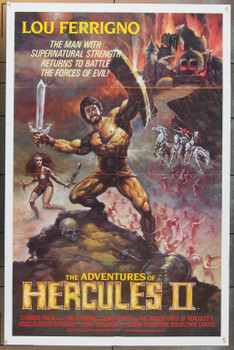 ADVENTURES OF HERCULES II, THE (1984) 4163 Movie Poster  Lou Ferrigno  William Berger Original Cannon Film Distributors One Sheet Poster (27x41) .  Folded.  Very Fine Plus Condition.  Art by Steve Huston