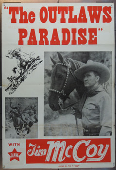 OUTLAWS'  PARADISE (1939) 15724 Re-release one sheet (40s)  27X40   Tri folded   Very Fine