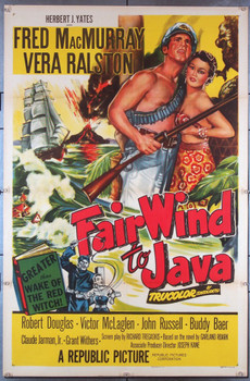 FAIR WIND TO JAVA (1953) 14357 Republic Pictures One Sheet Poster  27x41  Folded  Very Fine Plus