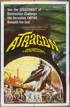 ATRAGON (1963) 8689 Movie Poster (27x41) Folded  Ishiro Honda   Art by Reynold Brown  Excellent Condition Original American International Pictures One Sheet Poster (27x41).  Folded.  Very Fine to Very Fine Plus.