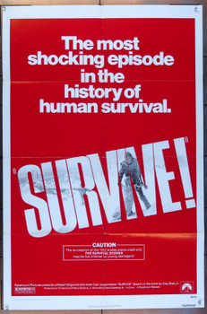 SURVIVE! (1976) 3196 Movie Poster  Rene Cardona Jr  Pablo Ferrel  Hugo Stiglitz   Paramount Original One Sheet Poster (27x41).  Folded.  Very Fine Condition.