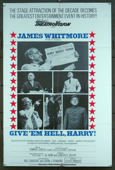 GIVE 'EM HELL, HARRY! (1975) 3277  Movie Poster  James Whitmore as President Harry S. Truman   Steve Binder Theater-Television Corporation One-Sheet Poster (27x41) Folded  Average Used Condition GIVE 'EM HELL, HARRY! (1975) 3277  Movie Poster  James Whitmore as President Harry S. Truman   Steve Binder Theater-Television Corporation One-Sheet Poster (27x41) Folded  Average Used Condition