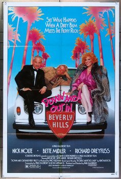 DOWN AND OUT IN BEVERLY HILLS (1986) 2691  Movie Poster  Richard Dreyfuss  Bette Midler  Nick Nolte  Paul Mazursky Original Touchstone One-Sheet Poster (27x41) Folded  Very Fine Condition