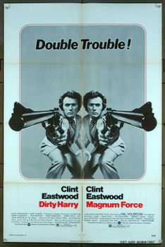 DIRTY HARRY (1971) 2213 Movie Poster  Clint Eastwood Double-Feature Poster with MAGNUM FORCE    Warner Brothers Original One-Sheet Poster (27x41) Folded.  Double-Feature Poster  Very Good Plus to Fine Condition