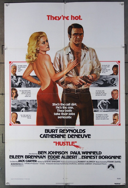 HUSTLE (1975) 3596 Movie Poster (27x41)  Burt Reynolds  Catherine Deneuve  Robert Aldrich Paramount Pictures Original One-Sheet Poster (27x41) Folded  Fine Condition to Fine Plus