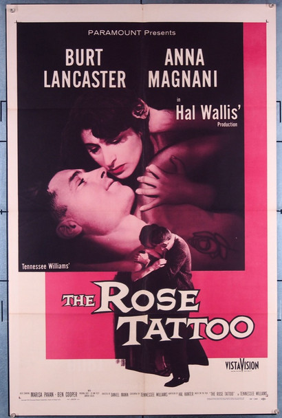 ROSE TATTOO, THE (1955) 2393  Movie Poster  Burt Lancaster  Anna Magnani  Virginia Grey  Daniel Mann  Tennessee Williams Paramount Pictures Original One-Sheet Poster (27x41) Folded  Fine Condition