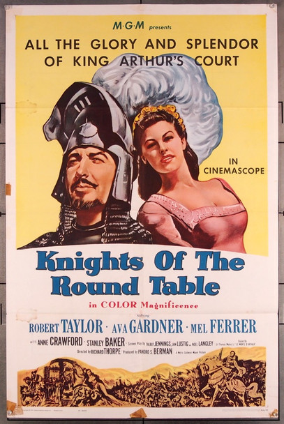 KNIGHTS OF THE ROUND TABLE (1953) 14042 MGM Original One-Sheet Poster (27x41) Folded  Re-release of 1962.  Average Used Condition