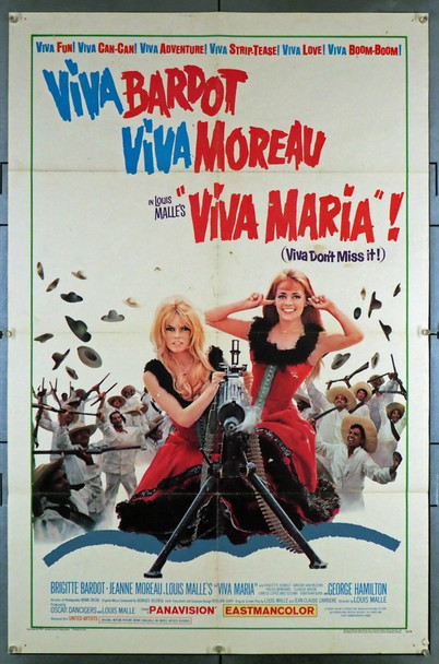 VIVA MARIA! (1965) 11245  Movie Poster (27x41) Brigette Bardot  Jeanne Moreau  George Hamilton  Louis Malle United Artists Original U.S. One-Sheet Poster (27x41) Folded  Average Used Good Condition