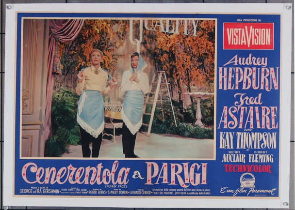 FUNNY FACE (1957) 7968 Italian 27x19 Poster  Audrey Hepburn  Kay Thompson  Fred Astaire  Stanley Donen   Linen-Backed Paramount Pictures Original Italian PhotoBusta (27x19) Fine Plus Condition Linen-Backed
