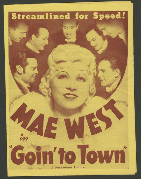 GOIN' TO TOWN (1935) 15524  Mae West Vintage Handbill Theater Herald or Handbill (7x10) From the Palace Theater, Hico, Texas