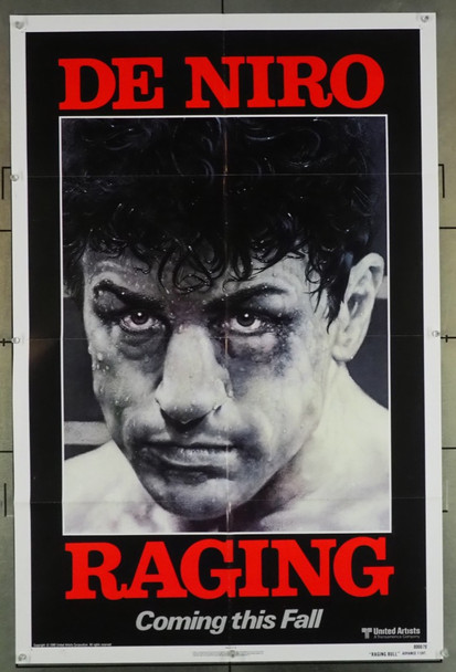 RAGING BULL (1980) 1482 Movie Poster  Teaser One-Sheet  Robert De Niro  Martin Scorsese Original United Artists Advance One Sheet Poster (27x41).  Folded.  Very Fine Plus.