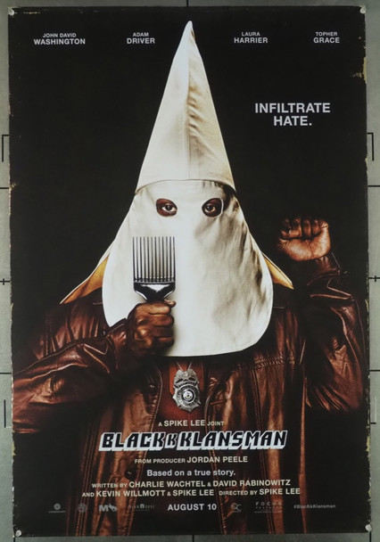 BLACKKLANSMAN (2018) 28071 Movie Poster  Spike Lee Original Focus Features One Sheet Poster (27x40).  Double-Sided.  Rolled.  Fine Condition