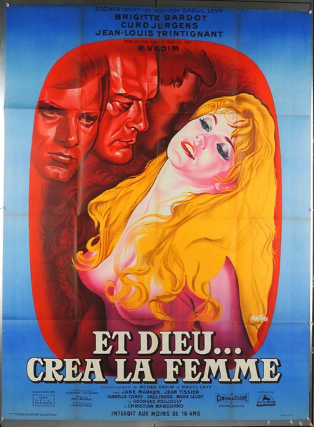 DIEU...CREA LA FEMME, ET (1956) 6272 UCIL Original French Grande Poster (47x63)  Folded  Very Fine Condition  Art by Rene Peron