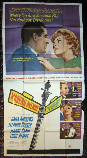 MADISON AVENUE (1961) 12979 Original 20th Century-Fox Three Sheet Poster (41x81).  Folded.  Very Good Condition.