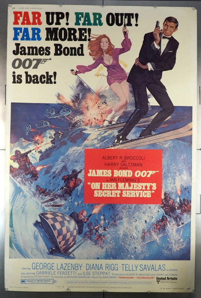 ON HER MAJESTY'S SECRET SERVICE (1970) 28632 Movie Poster (40x60) Very Good Condition  George Lazenby as James Bond Lois Maxwell  Desmond Llewelyn  Peter R. Hunt  United Artists Original 40x60 Poster  Rolled  Theater-used Condition  Graded as Very Good
