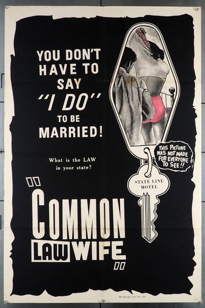 COMMON LAW WIFE (1963) 3725  Movie Poster  Sexploitation Film  Eric Sayers  Larry Buchanan Original U.S. One-Sheet Poster (27x41) Folded  Theater-Used  Very Good Condition