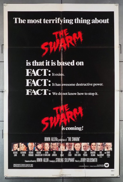 SWARM, THE (1978) 4220 Movie Poster   Michael Caine  Henry Fonda  Richard Chamberlain  Irwin Allen Warner Brothers Original U.S. One-Sheet Poster (27x41)  Folded  Fair to Good Condition