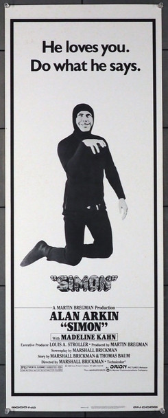SIMON (1980) 12235    Alan Arkin Movie Poster Original U.S. Insert Card Poster (14x36) Rolled  Fine Plus Condition
