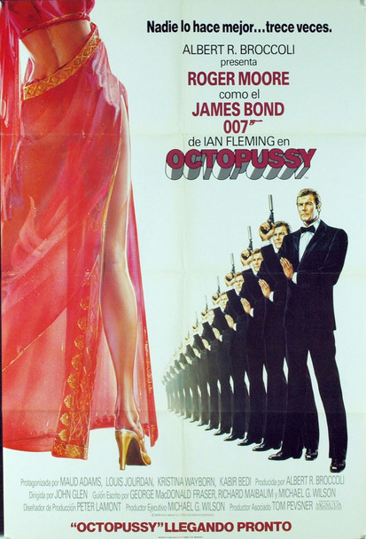OCTOPUSSY (1983) 2063  Movie Poster (27x41) One-Sheet for Spanish Speaking Audiences North America  Roger Moore  Maud Adams  John Glen Original MGM/United Artists One Sheet Poster (27x41). Spanish Language Style A Advance. Fine plus condition.