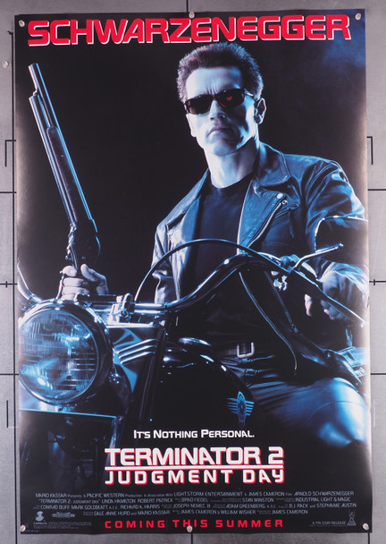 TERMINATOR 2 (1991) 4001  Movie Poster   Double-Sided Teaser 27x40 Never Folded!!  Arnold Schwarzenegger  James Cameron  Very Fine Original U.S. One-Sheet Poster (27x40)  U.S. Teaser or Advance One-Sheet  Very Fine Never Folded Poster