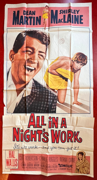 ALL IN A NIGHT'S WORK (1960) 17511  Movie Poster  (81x81)  Folded  Average Used Condition Original U.S. Six-sheet Poster (81x81) Dean Martin  Shirley MacLaine