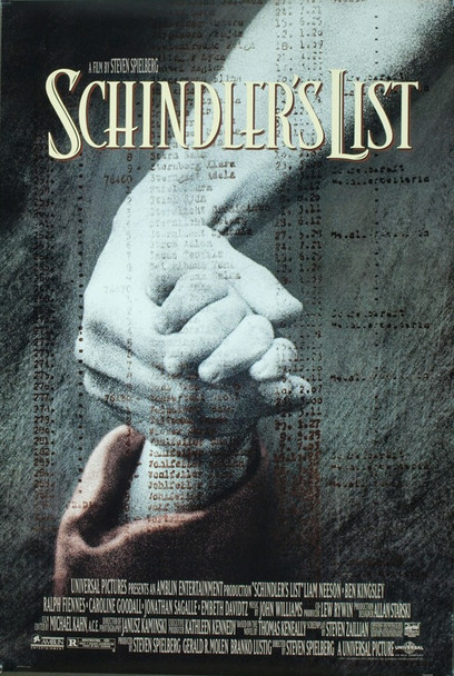 SCHINDLER'S LIST (1993) 19775  Movie Poster (27x40) Rolled Double Sided Original Universal Pictures One Sheet Poster (27x41). Rolled. Double-sided. Very Fine Plus Condition.
