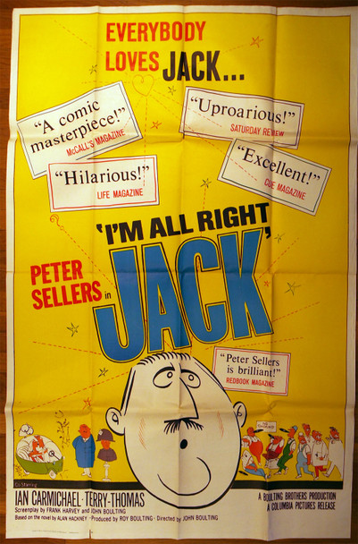 I'M ALL RIGHT JACK (1959) 13394  Movie Poster (40x60)  Folded  Peter Sellers   John Boulting   Original U.S. 40x60 Poster  Folded  Average Theater-Used Condition