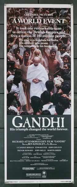 GANDHI (1982) 29838 Movie Poster (14x36) Never Folded Insert  Ben Kingsley  Candice Bergen  Richard Attenborough Original U.S. Insert Poster (14x36) Never Folded  Very Fine Condition