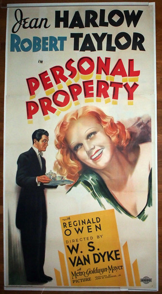 PERSONAL PROPERTY (1937) 29942  Movie Poster  Jean Harlow  Robert Taylor  Reginald Owen   W.S. Van Dyke Original U.S. Three-Sheet Poster (41x81)  Linen Backed  Fine Condition