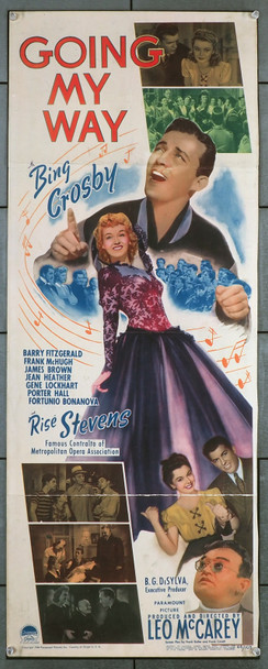 GOING MY WAY (1944) 29899  Movie Poster  (14x36)  Bing Crosby  Rise Stevens  Barry Fitzgerald  Leo McCarey Original U.S. Insert Card Poster (14x36)  Folded  Very Good Plus to Fine Condition