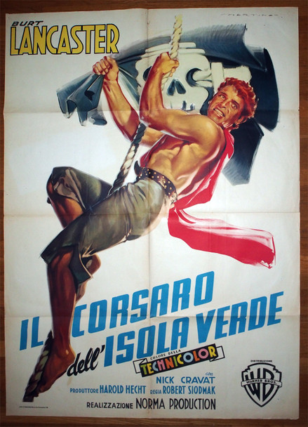 CRIMSON PIRATE, THE (1952) 30005  Movie Poster  Italian 39x55  Folded  Burt Lancaster  Robert Siodmak  Art by Luigi Martinati Original Italian Two-Foglio Poster (39x55) Folded  Fine Plus Condition