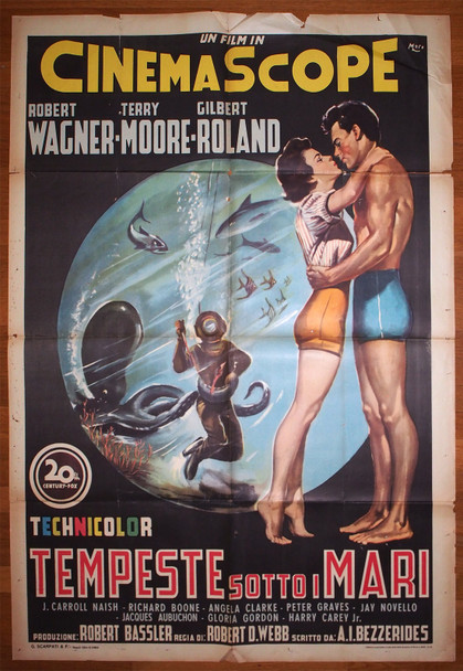 BENEATH THE 12-MILE REEF (1953) 30004  Italian Movie Poster  39x55  Robert Wagner  Terry Moore  Divers  Original Italian 39x55 Two-Foglio Poster  39x55  Very Good Plus Condition