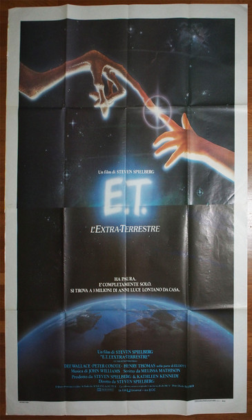E.T. THE EXTRATERRESTRIAL (1982) 30025  Movie Poster  Original Italian 79x55  Steven Spielberg  Dee Wallace  Peter Coyote  Henry Thomas Original Italian Four-Foglio Poster  79x55 inches  Fine Condition  Folded